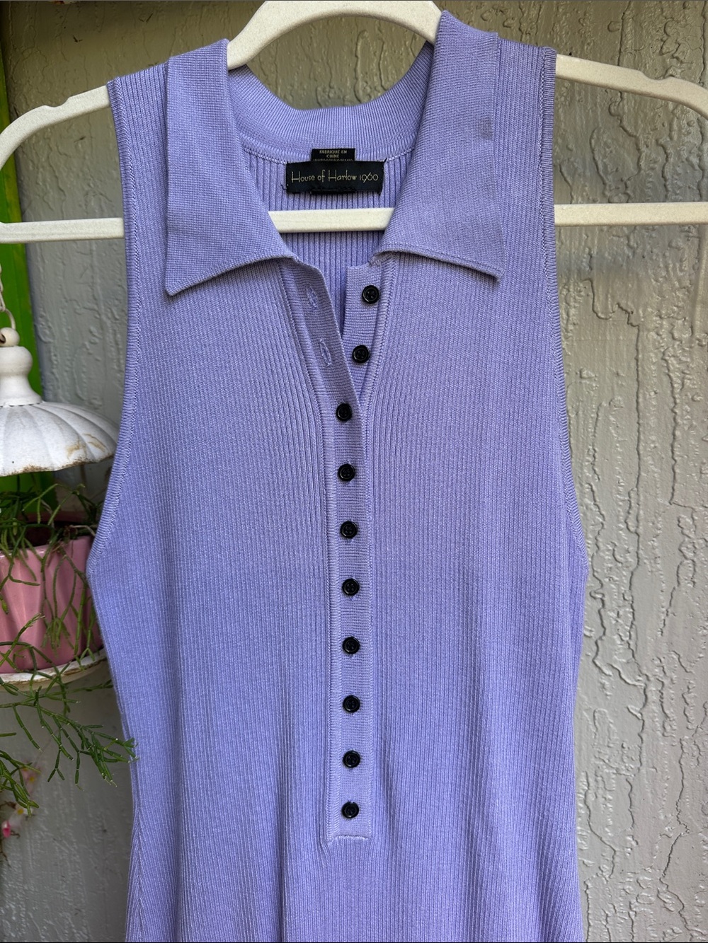 House of Harlow 1960 Lavender Ribbed Sleeveless Polo Dress - Picture 2 of 4